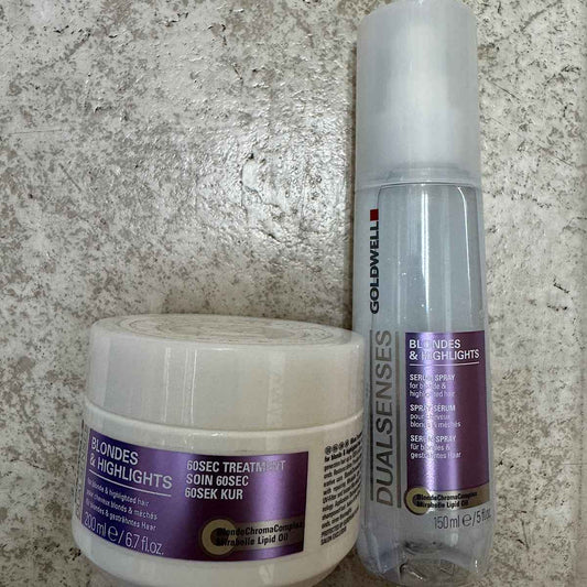 Goldwell Dualsenses |Blondes| & Highlights Treatment 200ml & Serum Spray 150ml - Duo / pure
