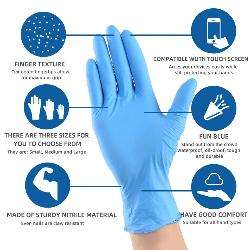MEDPRAYER Nitrile Disposable Gloves, Latex & Powder Free, Food Safe Blue 4 Mil (100 Box) < Med > fs