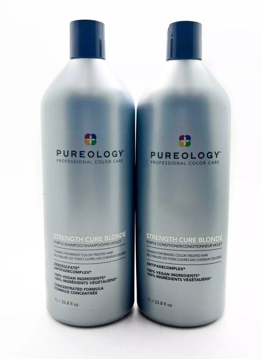 Duo Pureology Strength Cure / Blonde Purple Shampoo & Conditioner 33.8 oz nwpk - pure