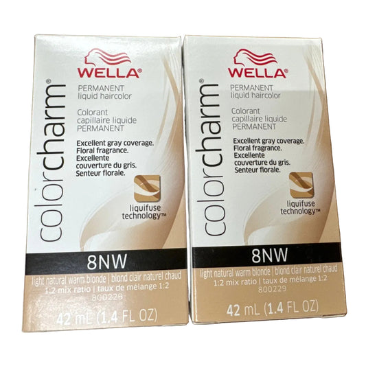 2-Pack Wella Color Charm / Liquid 8NW Light Natural Warm Blonde 1.4 oz