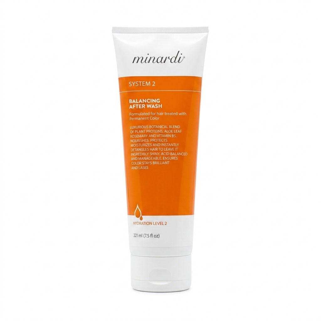 A 220ml squeeze tube of minardi System 2 Balancing After Wash on a clean white background.