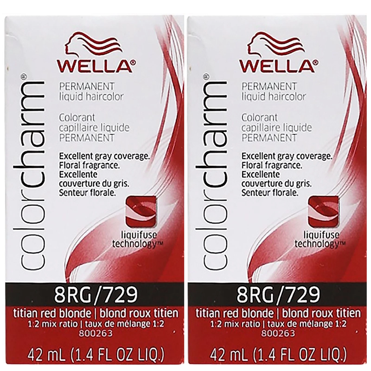Wella Color Charm Liquid 8RG/729 Titan Red Blonde 1.4 oz 2-pack