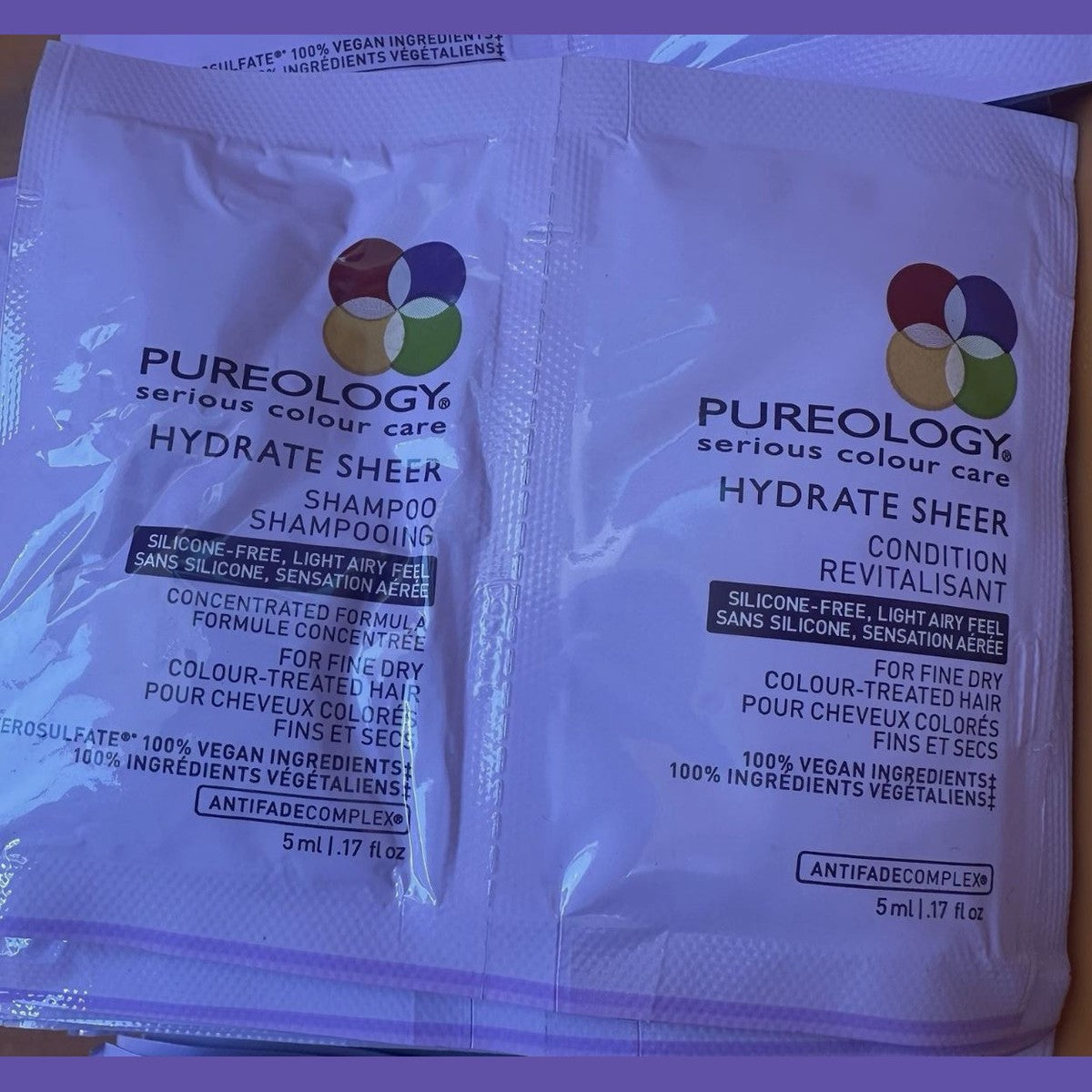 Pureology Hydrate Sheer Shampoo & Conditioner (pack of 2) sample Packets pure - Choice Forever Beauty