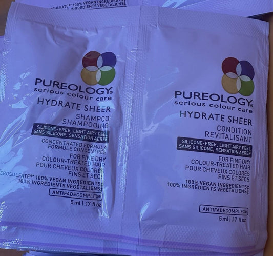 Pureology Hydrate Sheer Shampoo & Conditioner (pack of 2) sample Packets pure - Choice Forever Beauty
