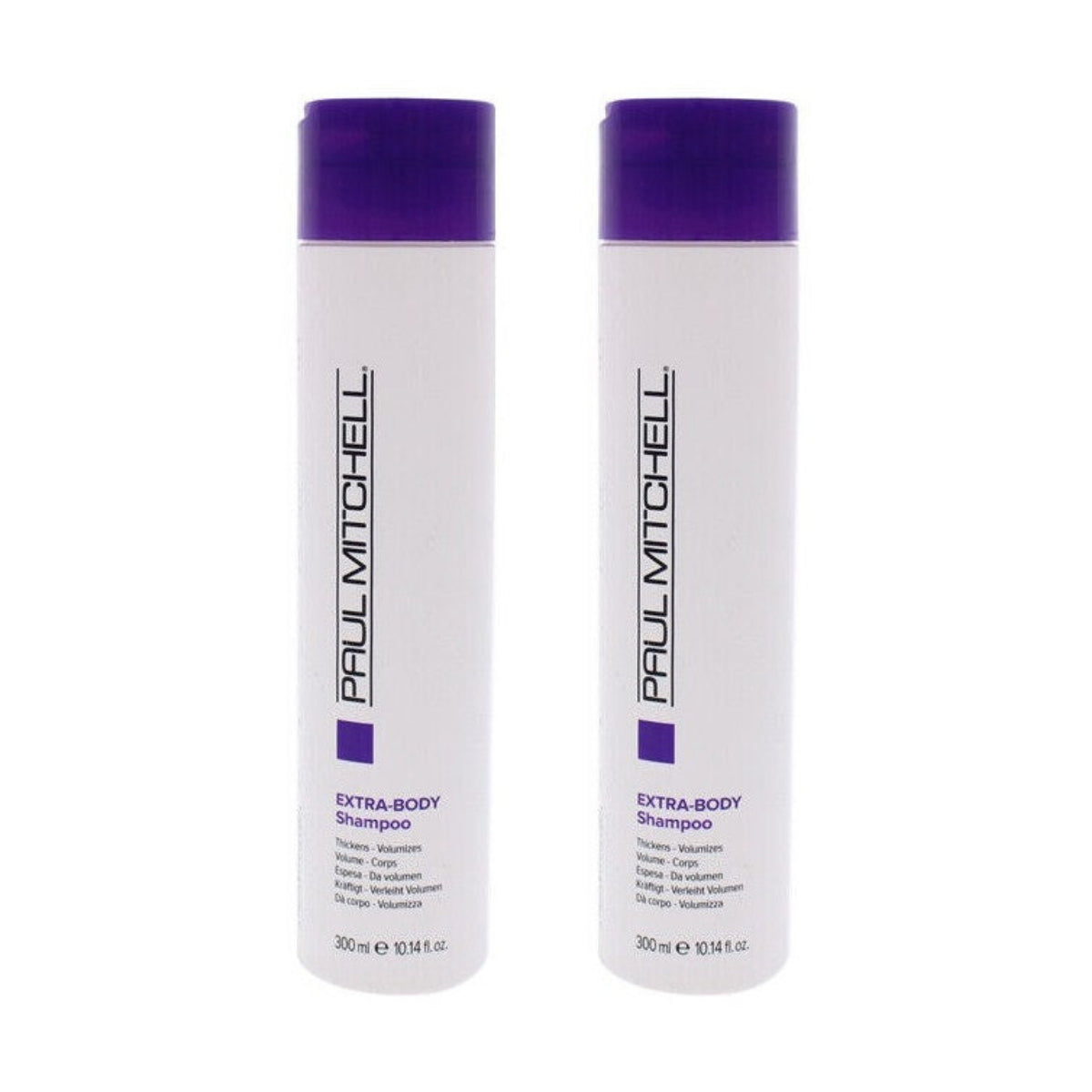 Paul Mitchell Extra Body Daily Shampoo 2-pack with purple caps for thickening fine hair