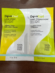 Deva Curl Low Poo Delight & One Condition Delight 1 oz travel size care