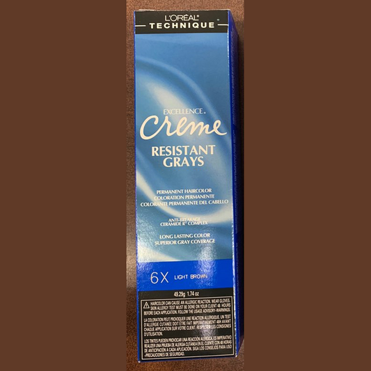 Loreal Excellence Creme Resistant Gray Color 6X Light Brown 1.74 oz pure fs