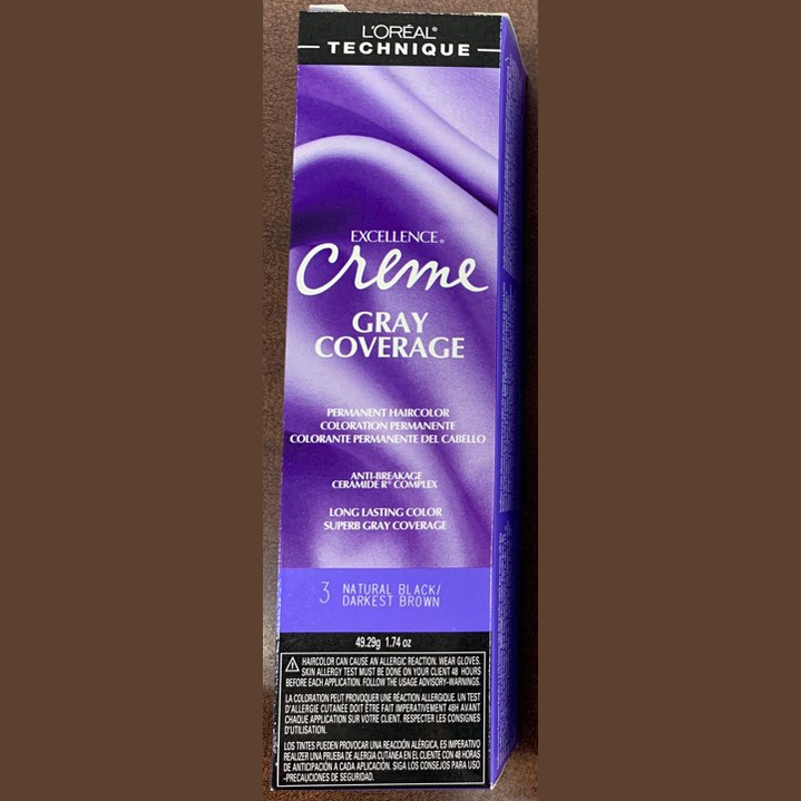 1.74 oz Loreal Excellence Creme Permanent Color 3 Natural Black pure fs