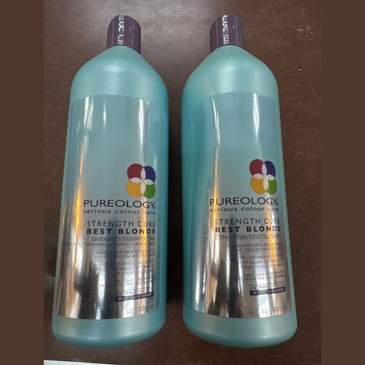 DUO Pureology Strength Cure / BLONDE shampoo & Conditioner 33.8 oz - pure fs
