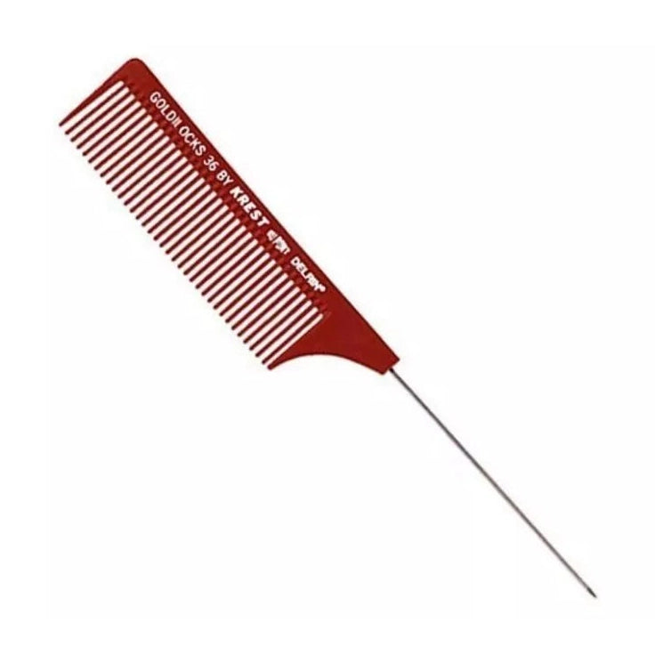Krest G36 burgundy coarse long tooth rattail Hair comb 8 1/4" - 1pc fs