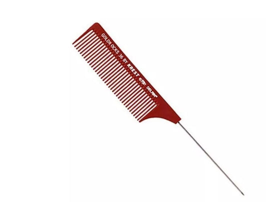 Krest G36 burgundy coarse long tooth rattail Hair comb 8 1/4" - 1pc fs