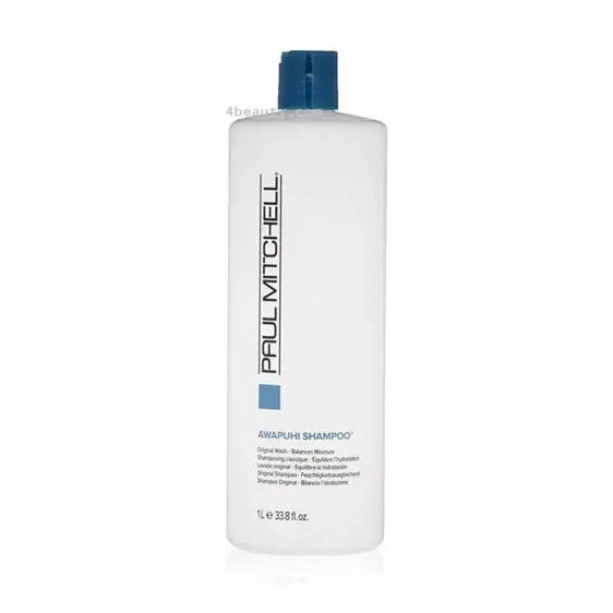 Paul Mitchell Awapuhi Shampoo 33.8 oz bottle with blue cap for moisture and softness