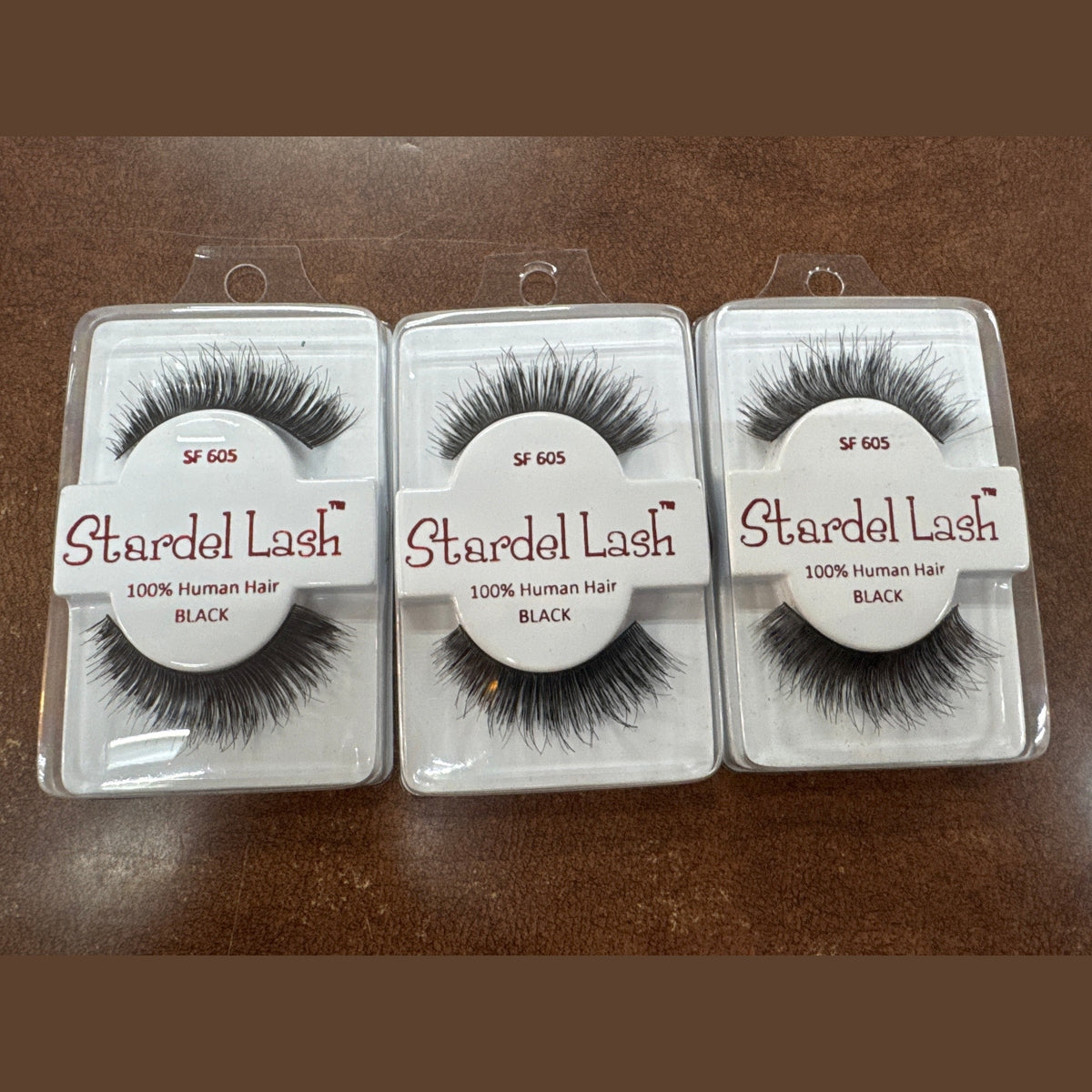 Stardel Lash 100%: Human Hair Eyelashes Black, SF 605 (pack of 3)
