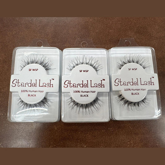 Stardel Lash 100%: Human Hair Eyelashes Black, SF WSP (pack of 3)