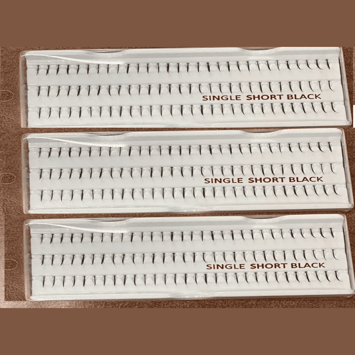 Stardel Lash 100% Human Hair Eyelashes Black, SINGLE SHORT (pack of 3)