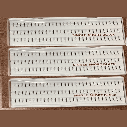 Stardel Lash 100% Human Hair Eyelashes Black, SINGLE SHORT (pack of 3)