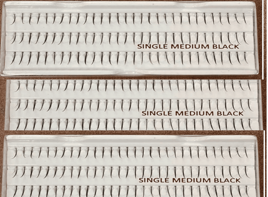3-pack Stardel Lash 100% Human Hair/ Eyelashes Black, SINGLE MEDIUM