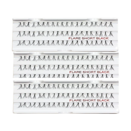 3-pack Stardel Lash 100% Human Hair / Eyelashes Black, FLARE SHORT