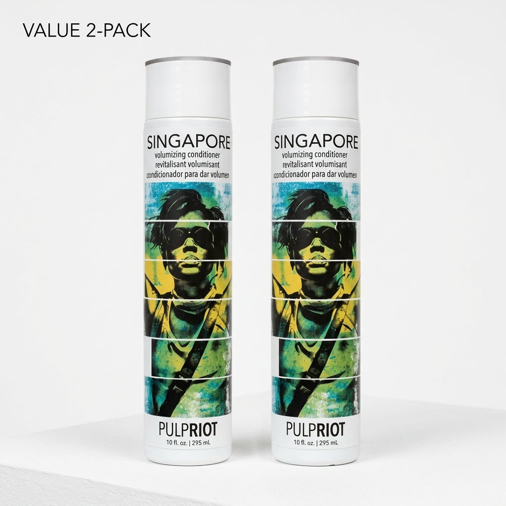 Two canisters of Pulpriot Singapore volumizing conditioner displayed side-by-side on a clean white background, with a 'VALUE 2-PACK' text overlay in the top left corner.