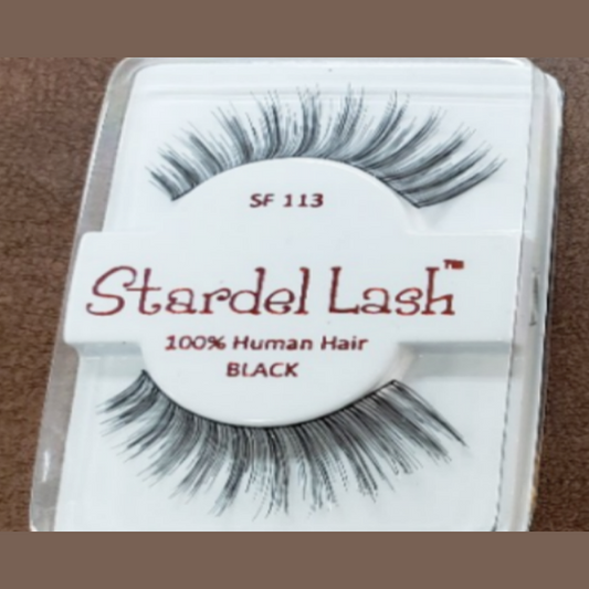 Stardel Lash 100% Human Hair Eyelashes Black, SF 113 (pack of 3)