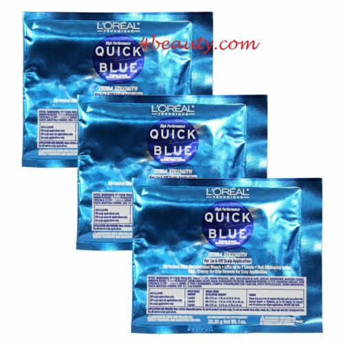 Loreal QUICK BLUE Powder Bleach Extra Strength 1 oz (pack of 3) hair color pure