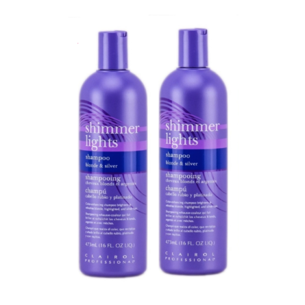 2 PACK - Clairol Shimmer Lights Shampoo / Blonde Silver 16 oz pure