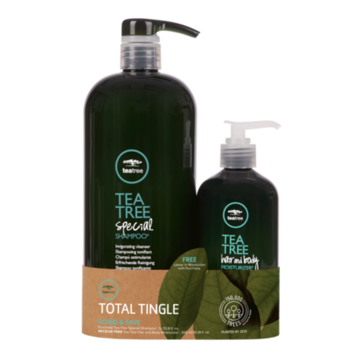 Paul Mitchell Tea Tree Special Shampoo and Hair Body Moisturizer Duo Set with black bottles