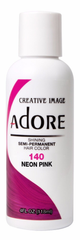 Adore Semi Permanent Hair Color, 140 Neon Pink 4oz pure