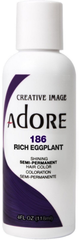 Adore Semi Permanent Hair Color, 186 Rich Eggplant 4 oz pure