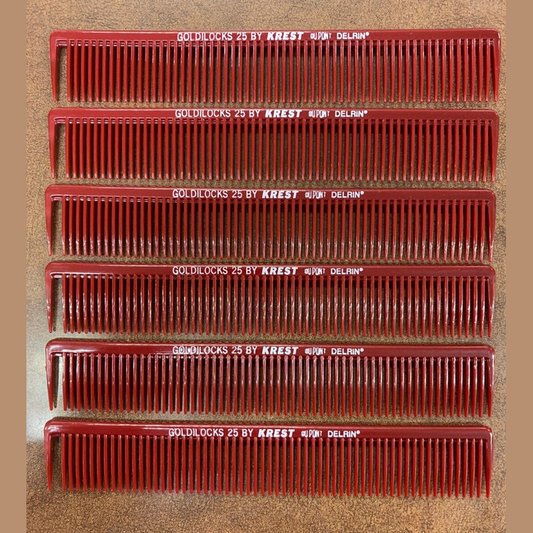Krest 25 burgundy long sectioning comb 7 1/4" pack of 6: