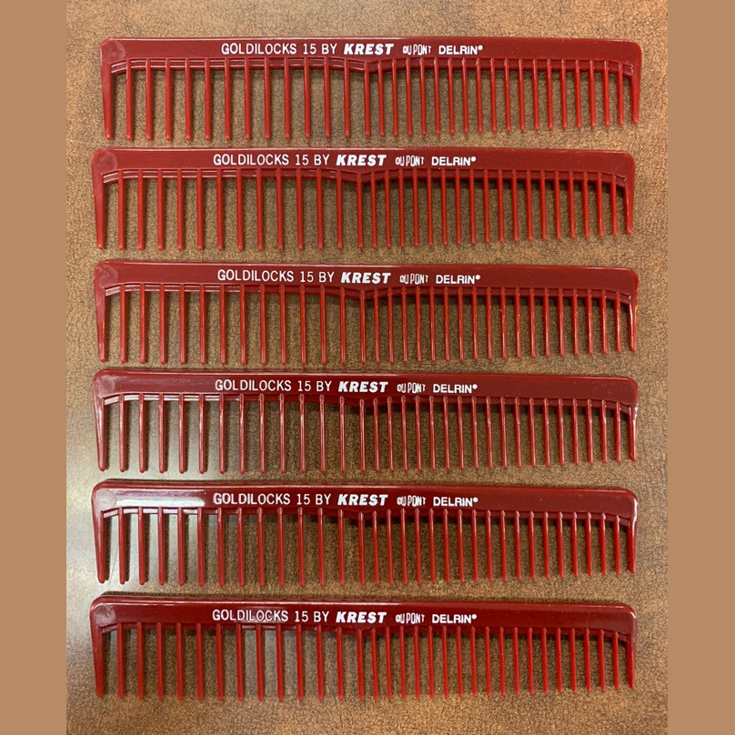 Krest 15 Burgundy Professional hair comb 6 1/2" - pack of 6: