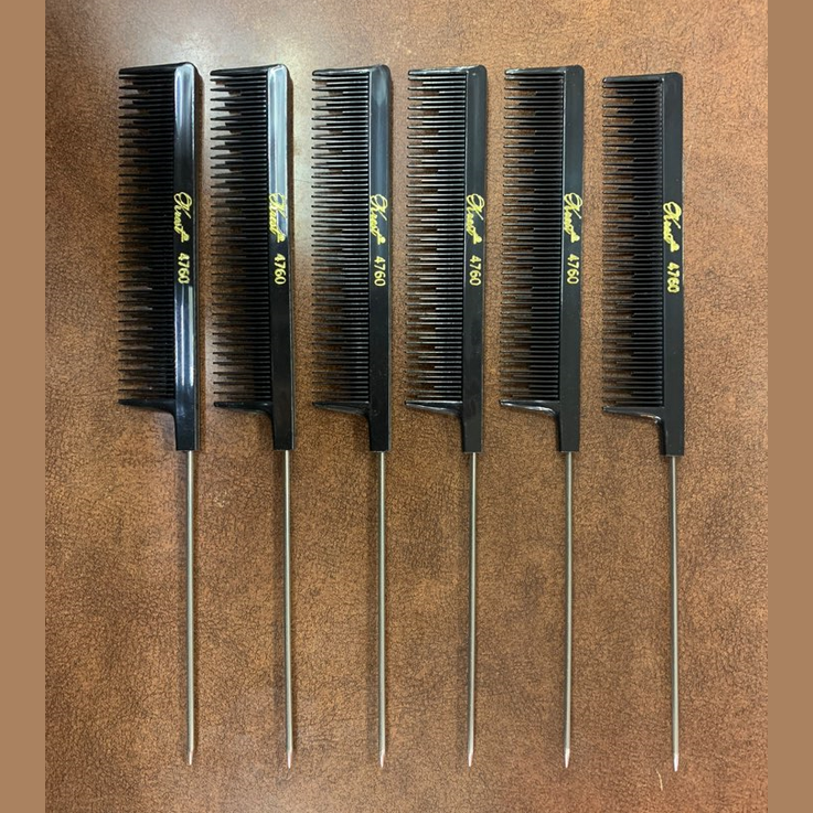 Krest / 4760 Black Rattail Teaser Cutting Comb, 8" (pack of 6) - fs