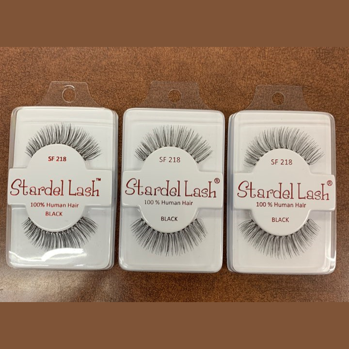 Stardel Lash 100% Human Hair Eyelashes Black, SF 218 (pack of 3) pure