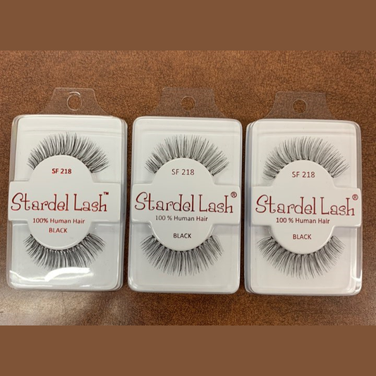 Stardel Lash 100% Human Hair Eyelashes Black, SF 218 (pack of 3) pure