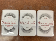 Stardel Lash 100% Human Hair Eyelashes Black - SF 218 (pack of 3) pure