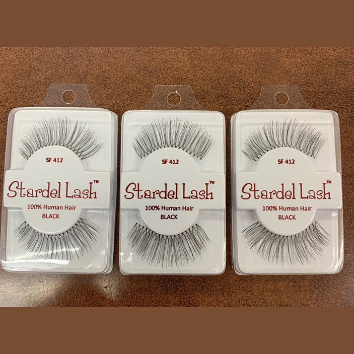 Stardel Lash 100% Human Hair Eyelashes Black, SF 412 (pack of 3) fs