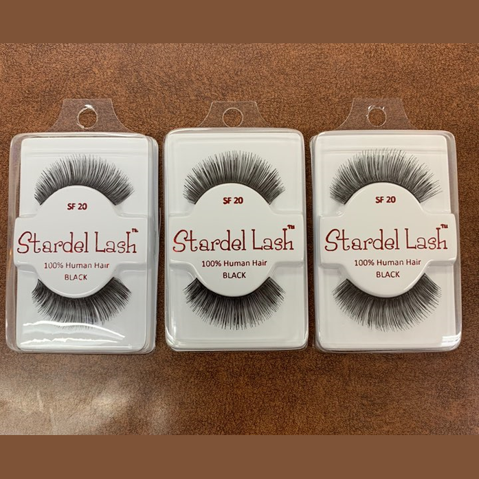 Stardel Lash 100% Human Hair Eyelashes Black, SF 20 (pack of 3) fs