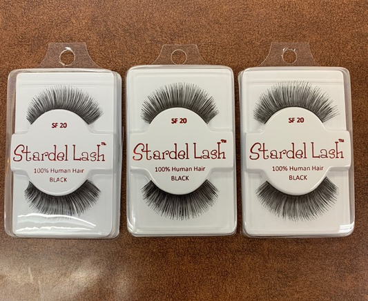 Stardel Lash 100% Human Hair Eyelashes Black, SF 20 (pack of 3) fs