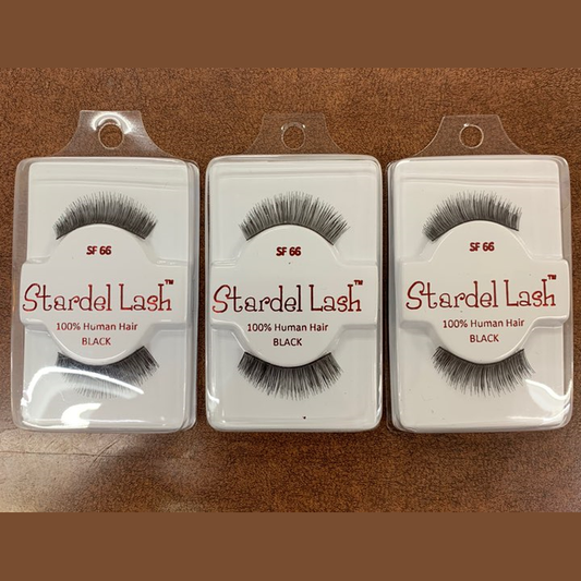 Stardel Lash 100% Human Hair Eyelashes Black, SF 66 (pack of 3) fs