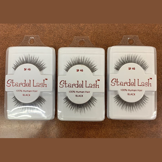 Stardel Lash 100% Human Hair Eyelashes Black, SF 46 (pack of 3) fs
