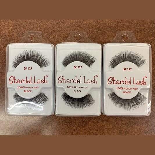 Stardel Lash 100% Human Hair Eyelashes Black, SF 117 (pack of 3) fs