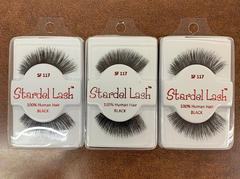Stardel Lash 100% Human Hair Eyelashes Black: SF 117 (pack of 3) FS