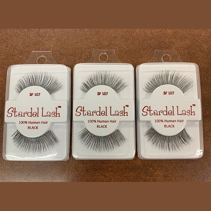 SF 107 Stardel Lash 100% Human Hair Eyelashes Black (pack of 3) fs