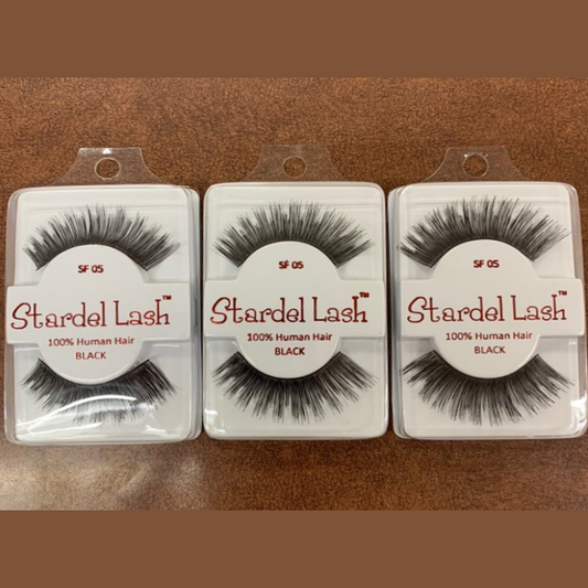 Stardel Lash 100% Human Hair Eyelashes Black, SF 05 (pack of 3) fs