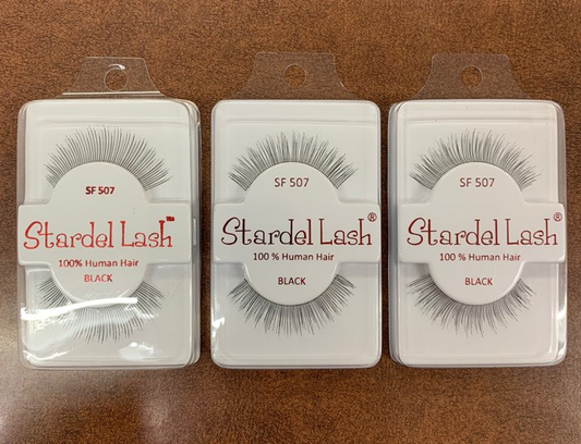 Stardel Lash 100% Human Hair Eyelashes Black, SF 507 (pack of 3) fs