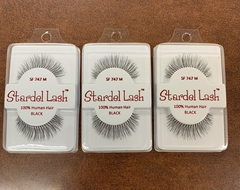 Stardel Lash 100% Human Hair Eyelashes Black - SF 747M(pack of 3) pure