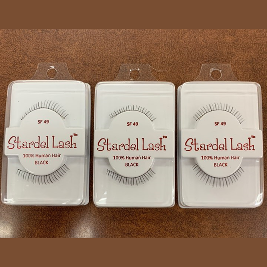 Stardel Lash 100% Human Hair Eyelashes Black, SF 49 (pack of 3) fs