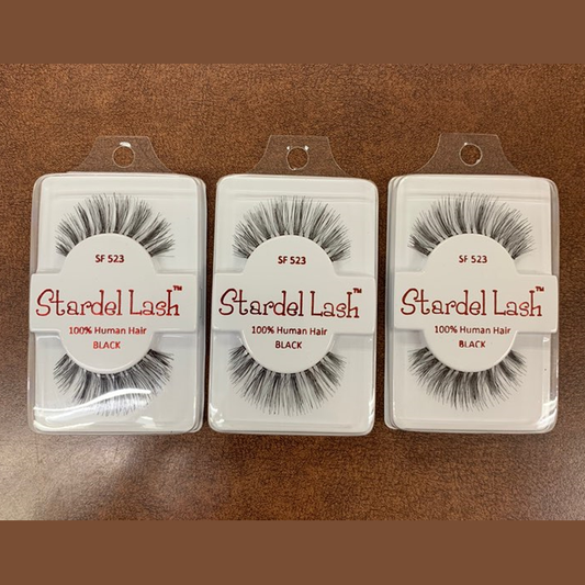 Stardel Lash 100% Human Hair Eyelashes Black, SF 523 (pack of 3) fs