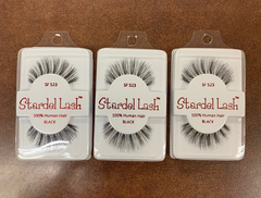 Stardel Lash 100% Human Hair Eyelashes Black - SF 523 (pack of 3) pure
