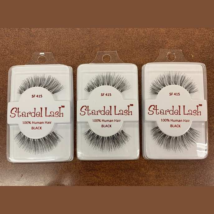 Stardel Lash 100% Human Hair Eyelashes Black, SF 415 (pack of 3) fs